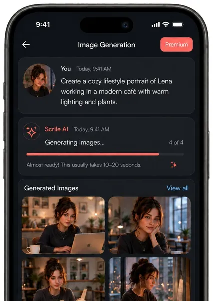 Image generation - AI companion app screen