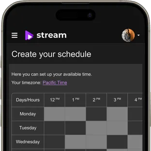 Event schedule setup on a live event streaming platform