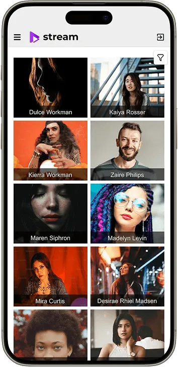 A phone screen displays a user interface for customizing AI settings, featuring options for ethnicity and traits.