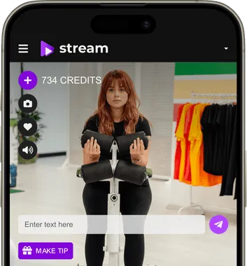 Live video session with a credit balance on a pay per minute platform