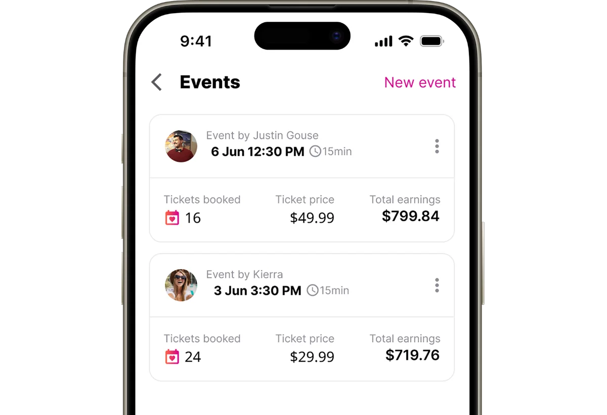 Paid events add-on for a paid Telegram community platform