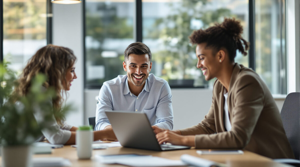 Business team reviewing an AI companion launch workflow