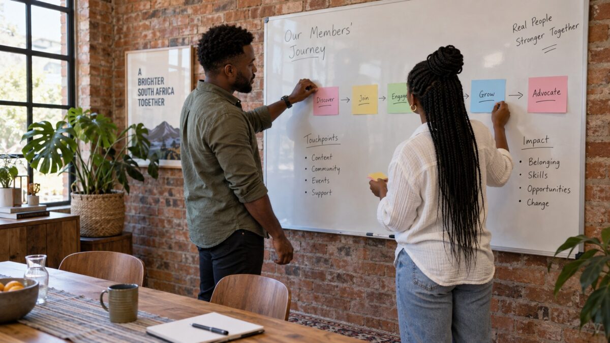 Founders mapping the member journey for an owned creator platform