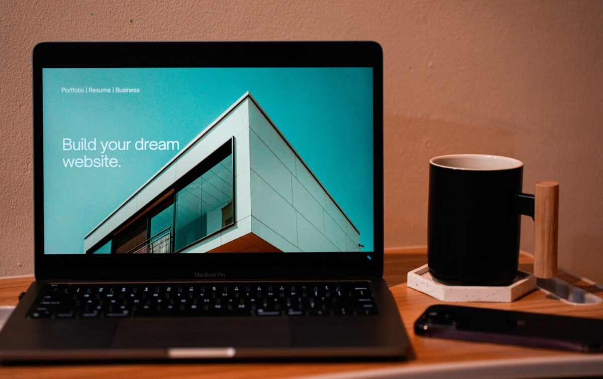 Website setup on a laptop showing the first steps of building a church site with WordPress