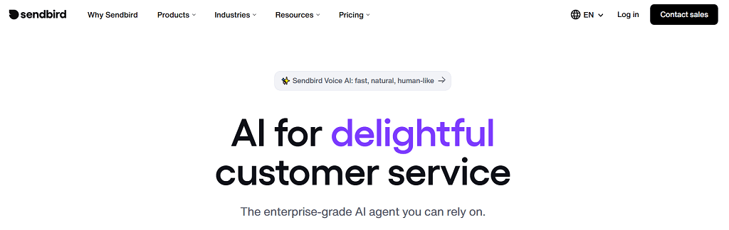Sendbird website main page