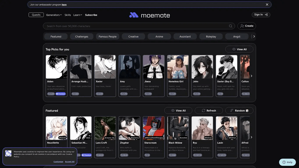 Moemate Interface