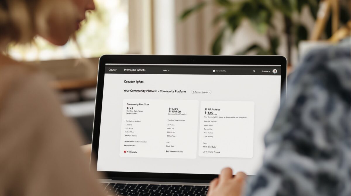 Plan comparison screen showing community platform pricing tiers and included features
