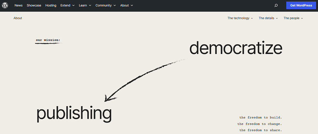 Wordpress website main page