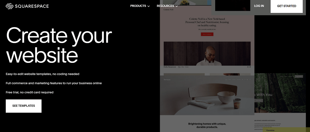 Sqarespace website main page