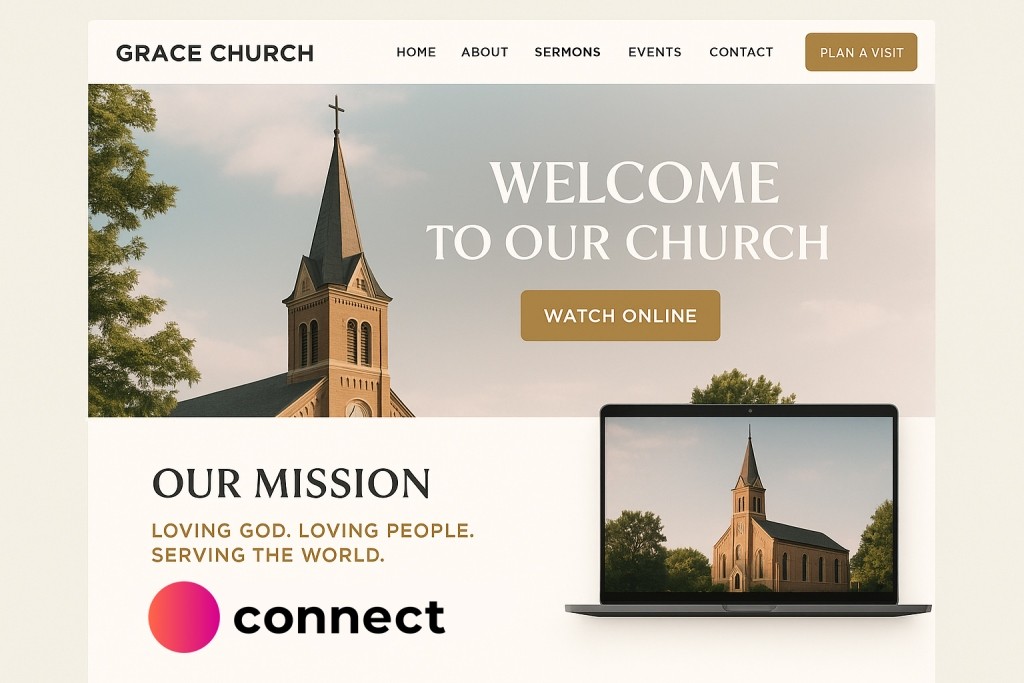 design church website with Scrile Connect
