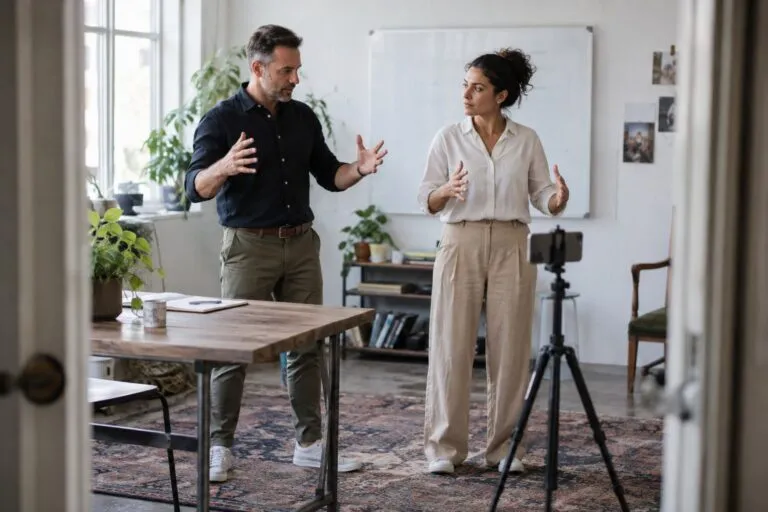 Astrologer preparing a remote consultation at a home studio desk
