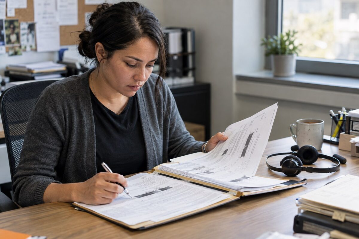 Support specialist reviewing a disputed consultation case