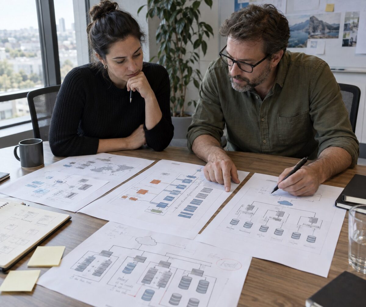 Product and engineering leaders comparing infrastructure options on paper