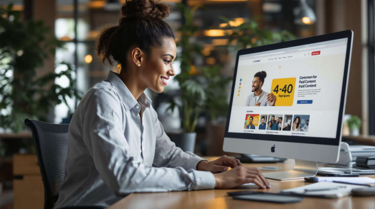 Independent creator reviewing a branded paid-content website before launch