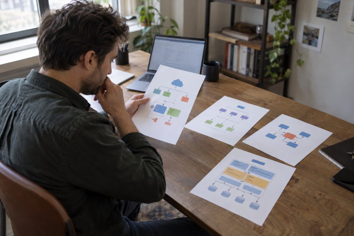 Founder comparing four software architecture proposals