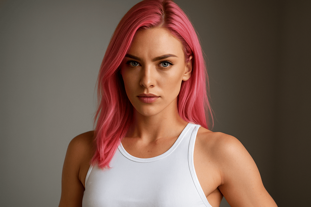 Pink haired AI generated woman