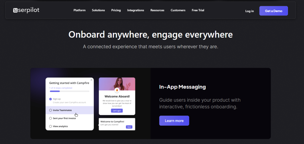 userpilot landin page