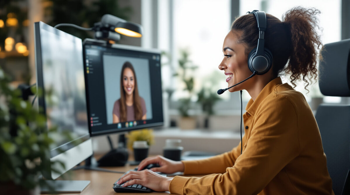 Online coach preparing for a paid video session