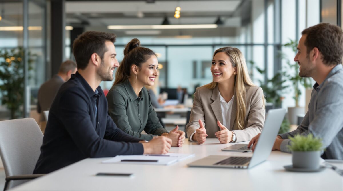 team discussing virtual influencer agency