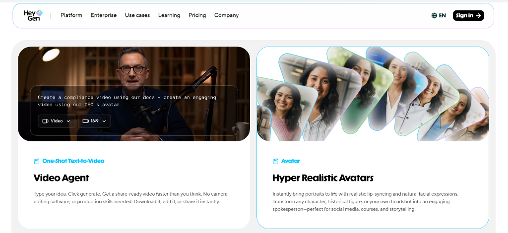 heygen website main page