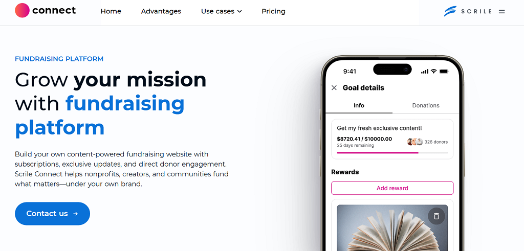 recurring donations platform with Scrile Connect