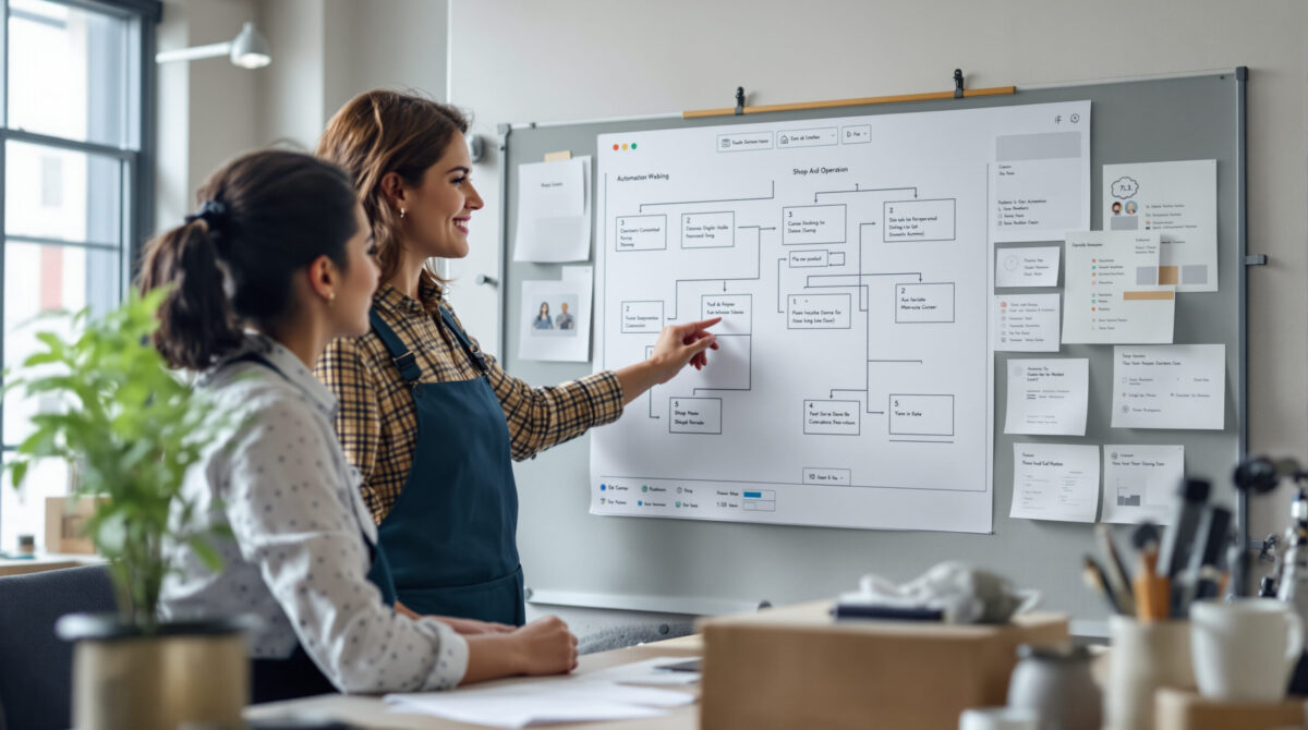 Operations team mapping an AI automation workflow