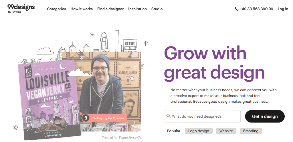 99designs website interface
