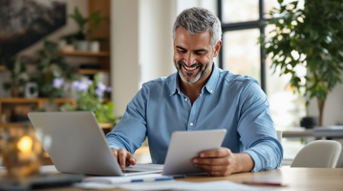 Pastor reviewing sermon notes and digital content tools as part of AI-assisted church communication