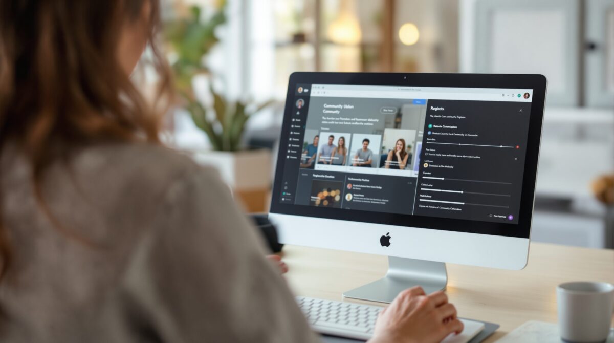 Community platform interface with member and content management tools