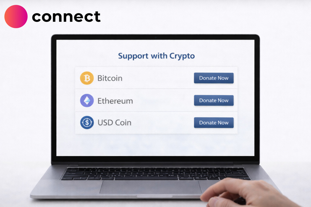 receive crypto donations with scrile connect