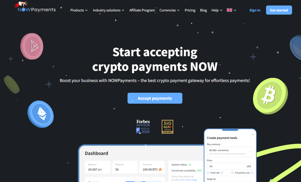 NOWPayments website