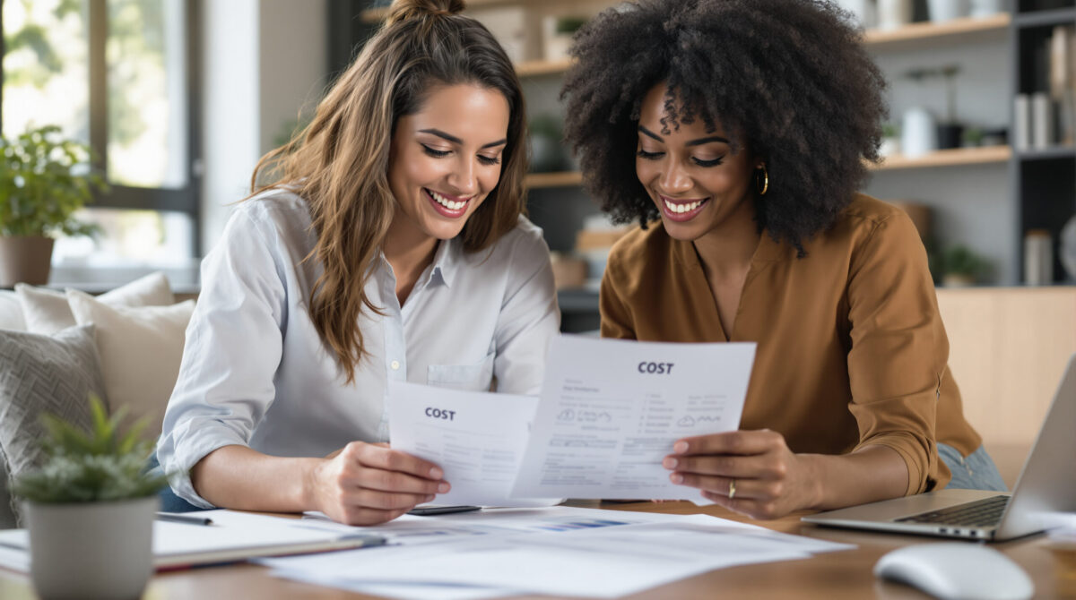 Finance and product leads reviewing AI service costs together