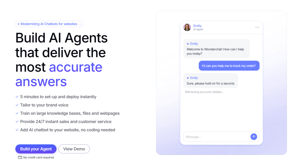 wonderchat website main page