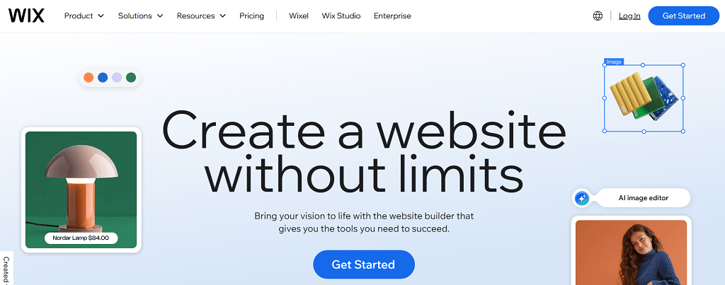 Wix website main page