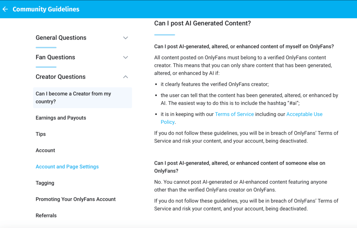 OnlyFans AI Policy: A Creator's Guide