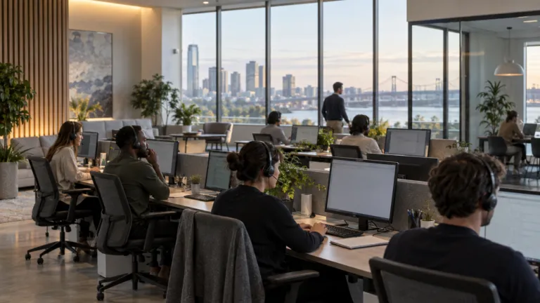 A contact center testing unbranded conversational AI support across phone and desktop channels