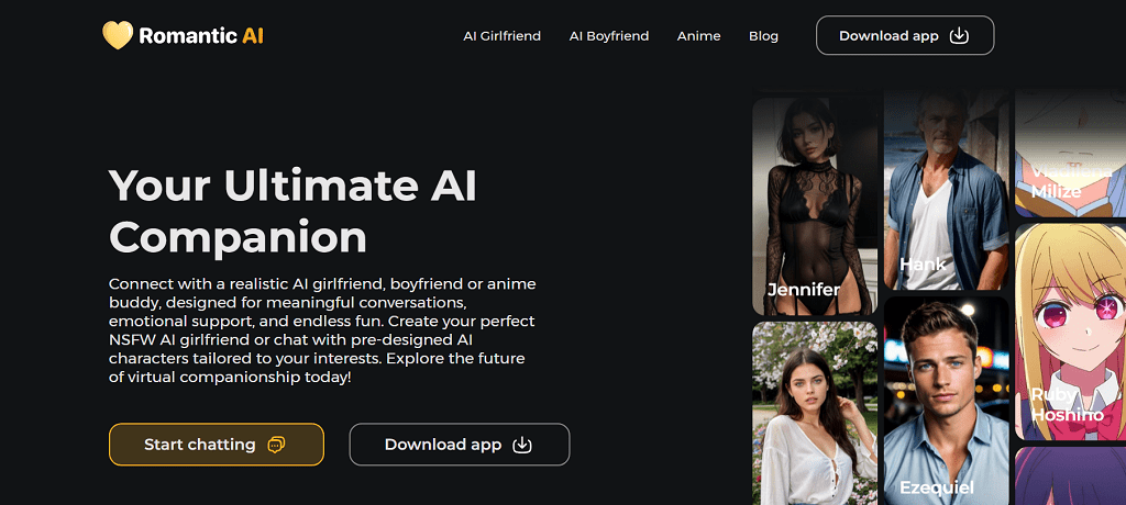 Romantic AI Chat Interface