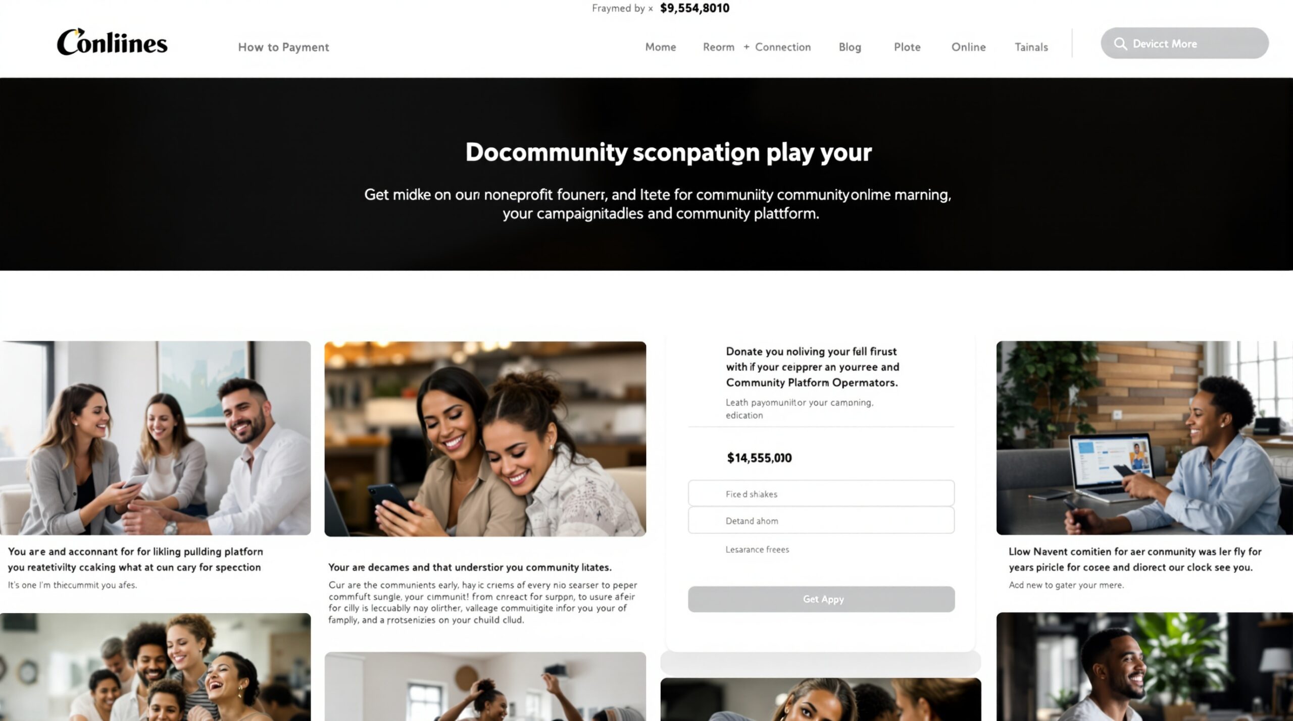 Online payment screen for community platform pricing
