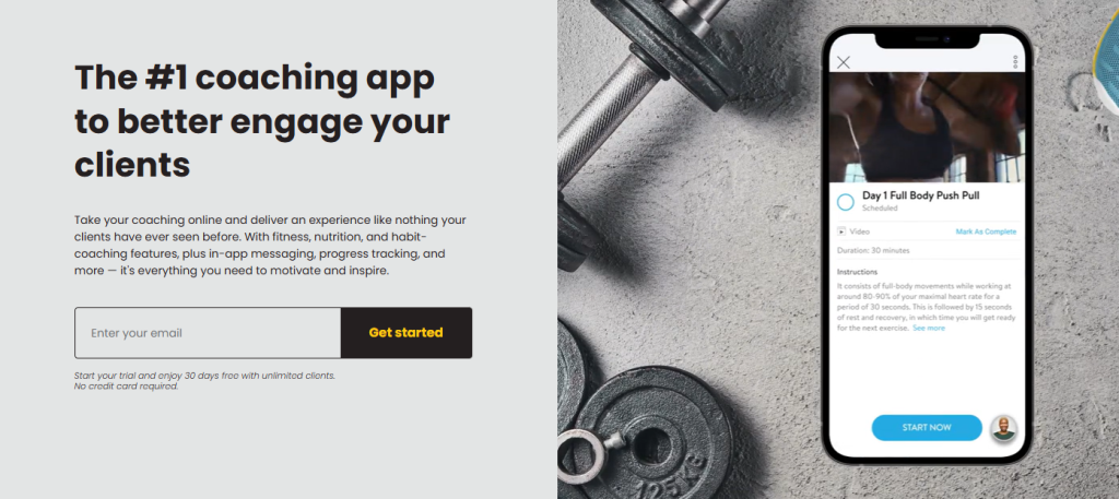 Trainerize website main page