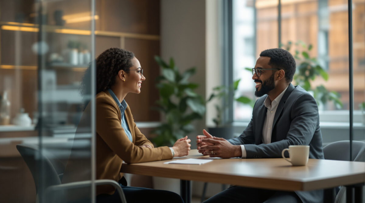A founder interviewing a prospective buyer about an AI product