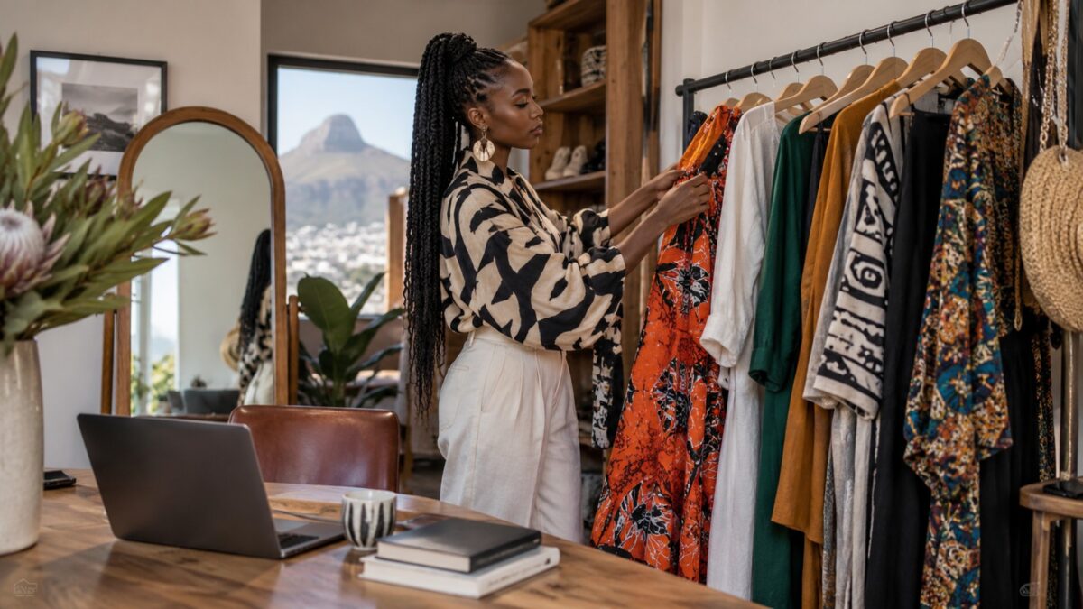 A fashion creator preparing content for a subscription platform